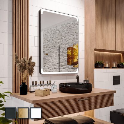 Assen – Oglindă cu LED Loft într-un cadru din aluminiu