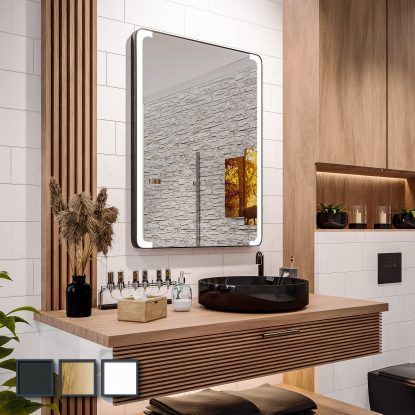 Seattle – Oglindă cu LED Loft într-un cadru din aluminiu