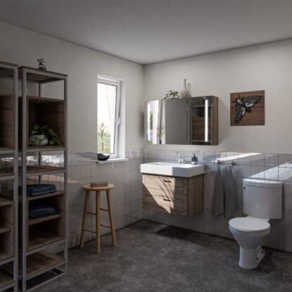 Apollo: Dulap cu oglinda LED dreptunghiular 120x70cm din lemn pentru bai