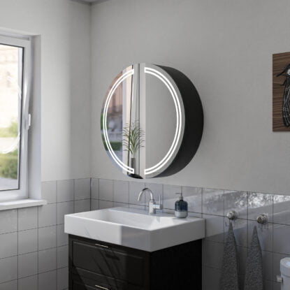 Fortuna: Dulap rotund de baie cu LED de 80cm