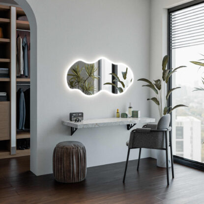 Oglinda decorativa orizontala neregulata cu iluminare LED- Sapporo