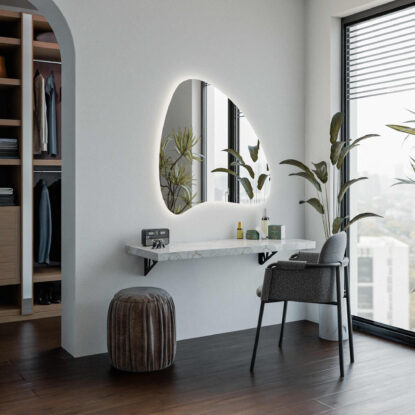 Oglinda decorativa neregulata cu iluminare LED din spate - Yokohama