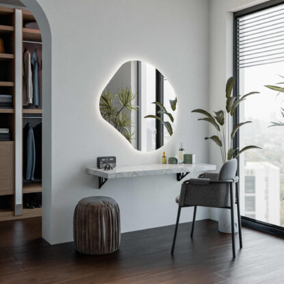 Oglinda decorativa neregulata cu iluminare LED din spate - Merida
